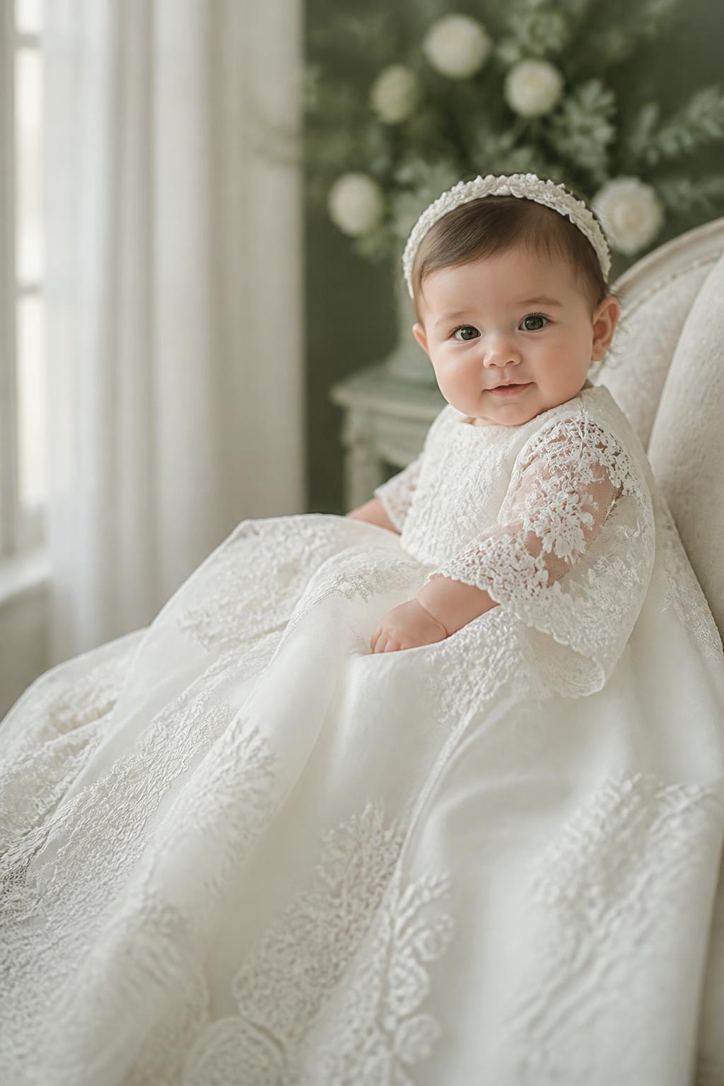 Sofía Valentina con su vestido de bautizo
